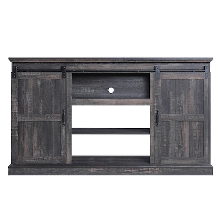 Manhattan Comfort Myrtle 60" TV Stand with 2 Sliding Doors in Heavy Brown TVFP2-BR